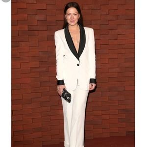 NWT Chanel 18P White Crepe Blazer Tux Jacket 36